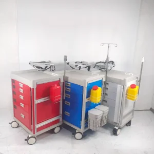 Emergency Medical Trolley Hospital Medical Crash Cart with Trash Can with Wheels