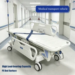 Emergency Transfer Cart Stainless Steel Frame Ergonomic Layout Shock Absorbing Base Custom Built for Emergency Patient Delivery