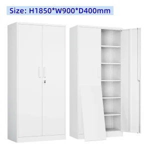 Employee Metal File Cabinet Flat Knock Down Design White Adjustable Shelf Lockable Steel Storage Cabinet