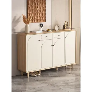 Entrance Door Shoe Cabinet Doorway Household Log Wind Indoor Nordic Cabinet Body Large Capacity Solid Wood Frame Storag