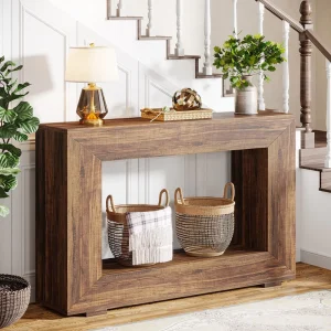 Entry Furniture Retro Antique Rustic Wood Rectangular Geometric Hallway Console Table 120cm for Living Room Hotel