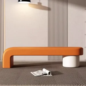 Entryway Shoe Changing Bench Leather Upholstery Customizable Wood Design Modern Minimalist Home Bedroom Clothing Store Dressing