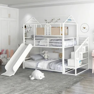 Environmentally Friendly Steel Formaldehyde free Two layer High Low Bunk Bed Slide Combination Ladder Cabinet Bedroom Dormitory