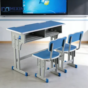 Ergonomic 2 Person Student Desk Chair Set Adjustable Sturdy Metal Frame School Furniture with Comfortable Seats