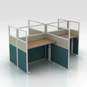 Ergonomic 4 Person Cubicle Electrical Outlets Motorized Lift Desk Height Adjustable Office Modern Iron 3 Year Warranty
