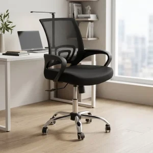 Ergonomic Adjustable Mesh Swivel Office Chair with Chrome Metal Legs for Home and Workspaces