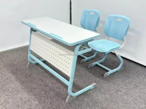 Ergonomic Adjustable Modern School Classroom Furniture Double Set MDF Desk PP Plastic Chair for University and Home Office Use