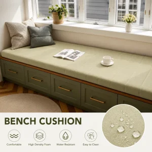 Ergonomic Anti-Slip 100% Cotton Foam Bench Seat Cushion Polka Dot Pattern for Bay Window Storage Benches Home