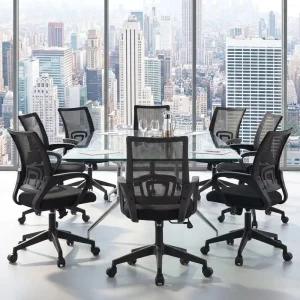 Ergonomic Black Mesh Lift Chair Mid Back Computer Swivel Lumbar Support Breathable Fabric