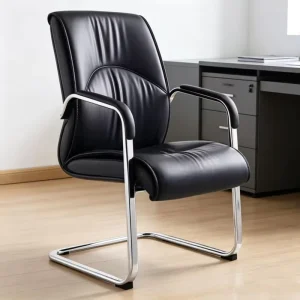 Ergonomic Black PU Leather Guest Chair Fixed Cantilever Frame Executive Office Chair