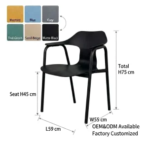 Ergonomic Curved Back PP Stackable Armchair Designer Contoured Seat Plastic Dining Chair for Outdoor Restaurant Cafe Hotel