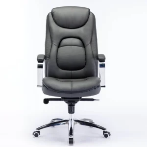 Ergonomic Executive Office Chair Dark Grey PU PVC Leather High Back Reclining Boss Chair for Home Office