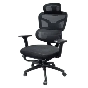 Ergonomic Executive Office Chair with Fabric Armrests and Footrest Modern Design Extendable Features