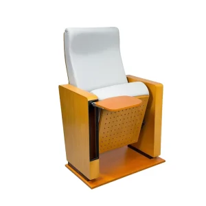 Ergonomic Fabric Auditorium Seats Flip Wooden Writing Table Comfortable Lecture Chair for University Church Cinema Hall