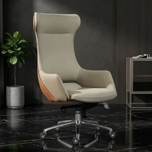 Ergonomic Genuine Leather Executive Office Chair Adjustable Reclining Chair Support for Boss Manager Home Office Study