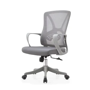 Ergonomic Grey Mesh Office Chair Big Size Middle Back Comfortable Staff Chair Modern