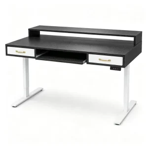 Ergonomic Height Adjustable Sit Stand Desk with Drawers Electric Motorized Computer Workstation for Home Office Work