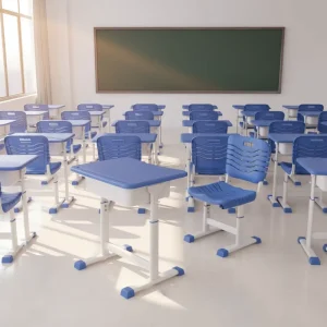Ergonomic Height Adjustable Student Desk and Chair Set Single Metal School Desk Chair for Classroom