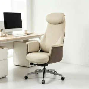 Ergonomic High Back Executive Office Chair with Adjustable Height Swivel Fabric Genuine Leather & PU Upholstery