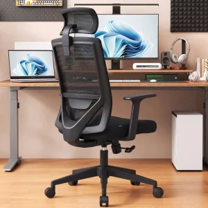 Ergonomic High Back Mesh Office Chair with 3D Armrests 2D Adjustable Headrest Lumbar Support Sliding Seat Executive Desk Chair