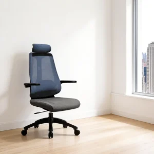 Ergonomic High Back Mesh Office Chair with Adjustable Headrest Up Down Lumbar Support & Swivel Fabric Seat for Home & Office