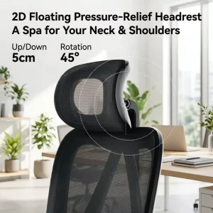 Ergonomic High Back Office Chair with Adjustable Lumbar Support 360° Swivel and 145° Reclining Function