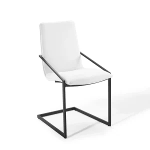 Ergonomic Industrial High Back White Fabric Eco Friendly Cantilever Dining Chair
