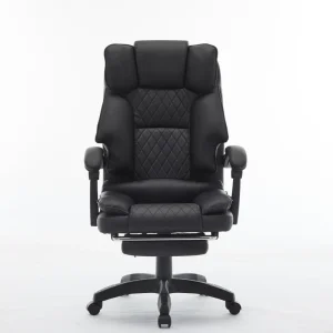 Ergonomic Lumbar Support Computer Office Chair Black PVC Leather Reclining Chair for Office Desk