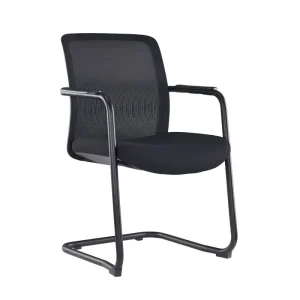 Ergonomic Meeting Chair Black Mesh Office Chair With Fixed Armrest Mesh Backrest for Meeting Rooms and Offices