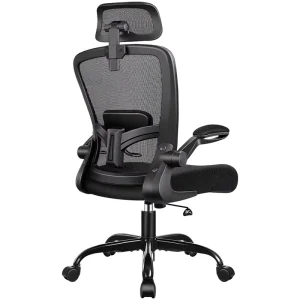 Ergonomic Mesh Office Chair Adjustable Lumbar Support Swivel High Back Armrest Adjustable Height Gaming Chair Black