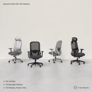 Ergonomic Mesh Office Chair with Headrest Swivel Staff Chair FS C Certified Fast Shipping