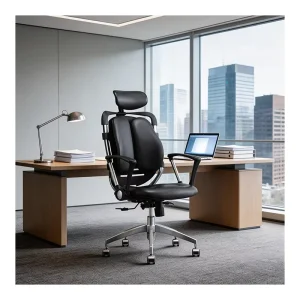 Ergonomic Modern Adjustable Leather Office Lounge Chair with Swivel Wheels for Home Office and Office Lounge Areas