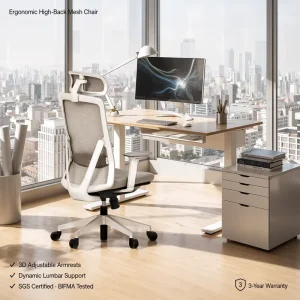Ergonomic Modern Adjustable Office Chair with Headrest High Back Mesh Executive Chair BIFMA Certified for Hotel Use