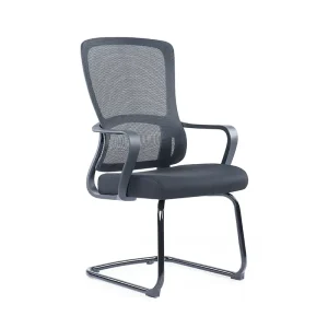 Ergonomic Modern Black Mesh Office Chair with Steel Base and Swivel Wheels for Office and Visitor Use