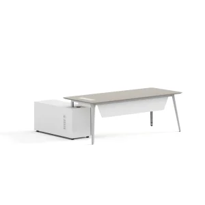 Ergonomic Modern Executive Office Desk for Office Building Eco-friendly Powder Coated MDF Board Steel Legs Built-in Wire Trough