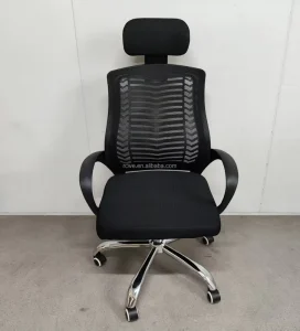 Ergonomic Modern Office Chair Swivel High Back Mesh Adjustable Headrest Chrome Base Lumbar Support School Use Computer Desk Work