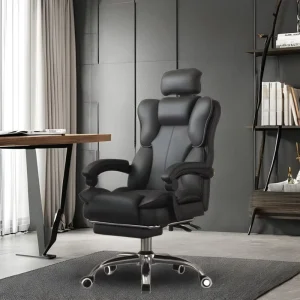 Ergonomic Modern Office Chair with Revolving Backrest Adjustable Home Living Boss Chair Soft Leather and Metal Mesh Fabric
