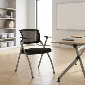 Ergonomic Office Chair Conference Folding Furniture Mesh Tablet Chair Meeting Room Training Chairs with Writing Pad