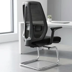 Ergonomic Office Chair Without Wheel Mesh Fabric Sled Stationary for Meeting Reception Visitor Guest Events Waiting