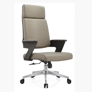Ergonomic Office Chair in Black PU Leather Lift Chair with Luxury Aircraft Chassis Modern Design
