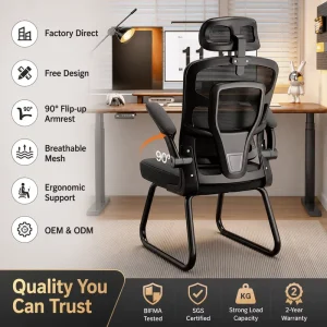 Ergonomic Office Chair with Adjustable Lumbar Support & Headrest Breathable Mesh Computer Desk Chair for Home Office Gaming
