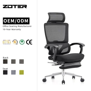 Ergonomic Office Chair with Footrest High Back Computer Swivel Chair with Linkage Armrests High Resilience Lumbar Support