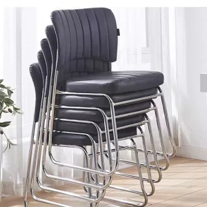 Ergonomic PU Leather Stackable Conference Chair Heavy Duty Sled Base Visitor Guest Chairs for Church Office Meeting Room