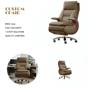 Ergonomic Premium Leather Executive Office Chair Adjustable Height Lumbar Support Soft Cushion 360 Swivel Steel Base Durable