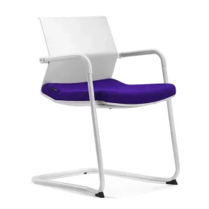 Ergonomic Reception Chair Plastic Shell Back Soft Fabric Seat Chrome Cantilever Base Fixed Armrest Elegant Style School Waiting
