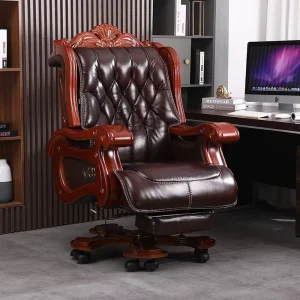 Ergonomic Rotatable Wooden Office Chair with Height Adjustment High Quality and Comfortable Seating