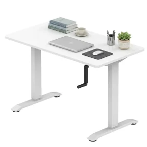 Ergonomic Smooth Height Adjustable Sit Stand Frame Manual Hand Crank Standing Desk for Home Office Workstation