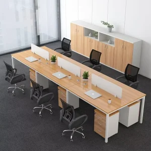 Ergonomic Steel Frame Office Computer Desks Furniture with Mobile Storage Cabinetes for Employee Workstations