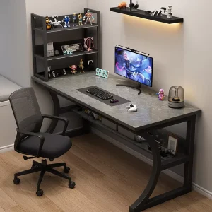 Ergonomic Z Shape Gaming Desk Carbon Fiber Surface Home Office Workstation