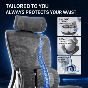 Ergonomic office gaming chair with silent rolling casters widened padded seat comfortable for all day sitting